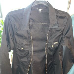 Women's black dress, zip up shirt. Long sleeve